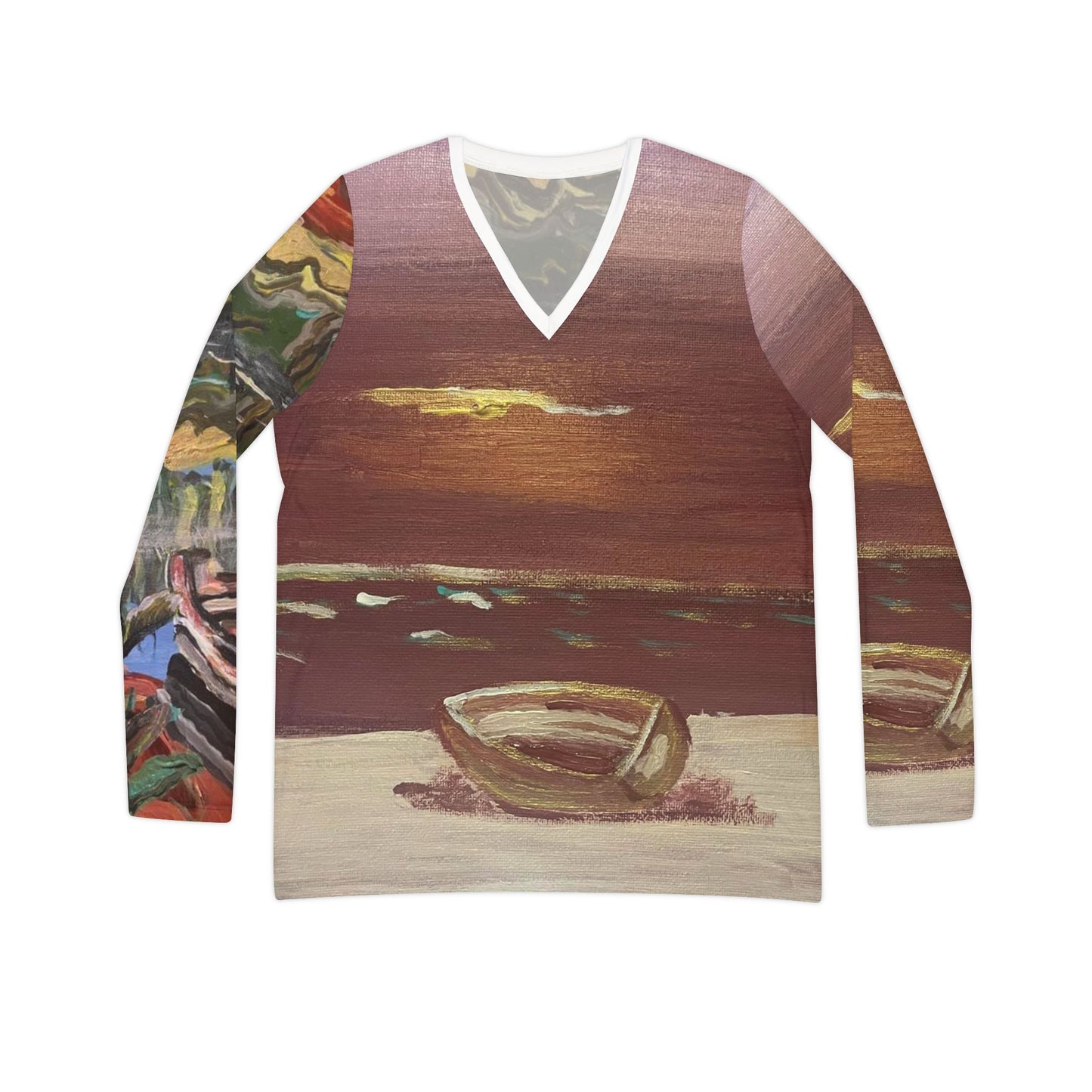 Women's Long Sleeve V-Neck | Sunset Waters